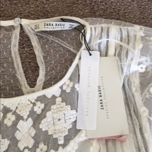 🆕 Zara Basic Collection Cream Eyelet Shirt - Picture 3 of 6